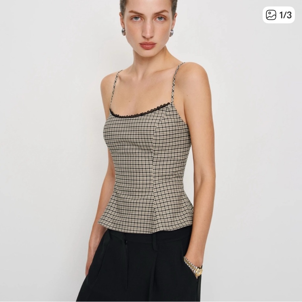 NWT Reformation Black and White Checkered Camisole